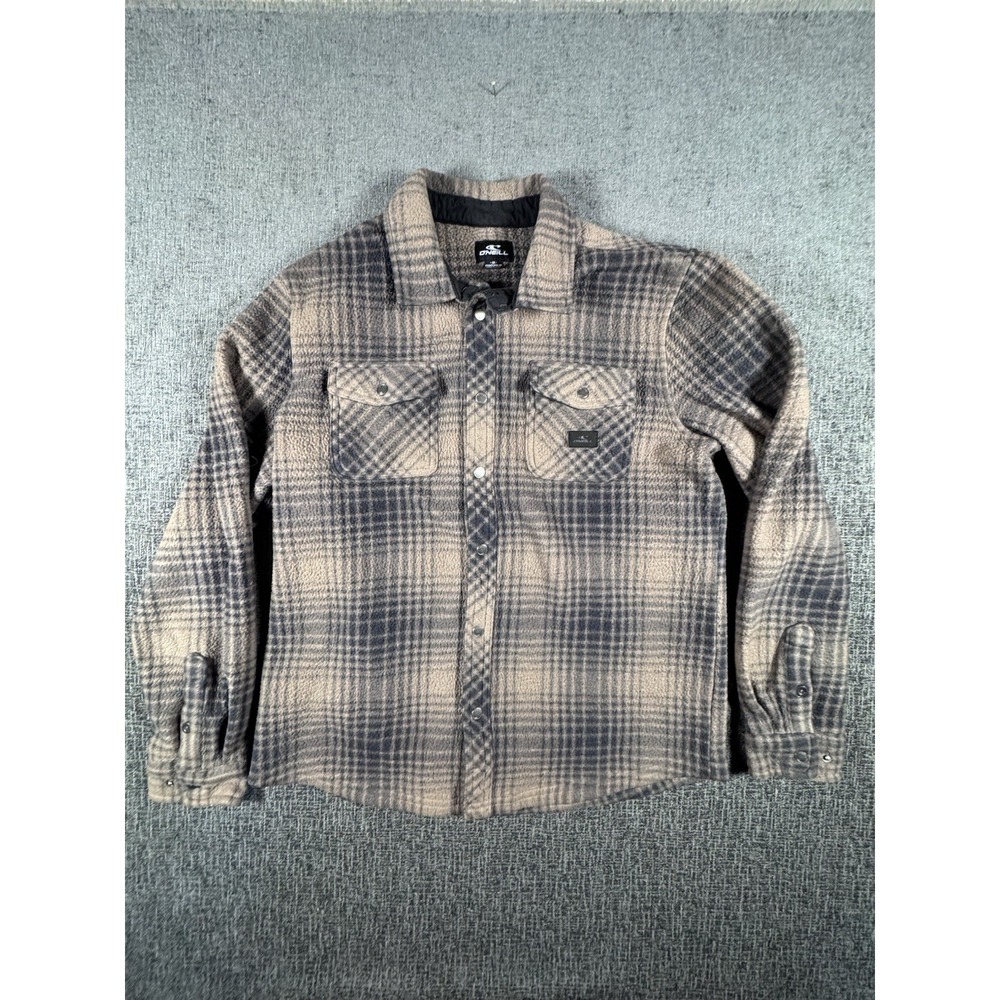 O'Neil Brown Sherpa Fleece Flannel Plaid‎ Shirt Jacket Size Medium